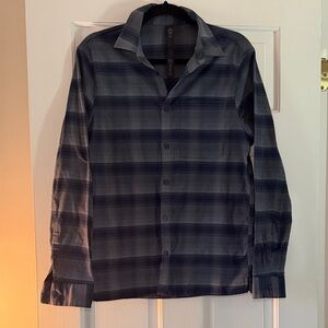 Lululemon Athletica Navy and Gray Plaid Shirt